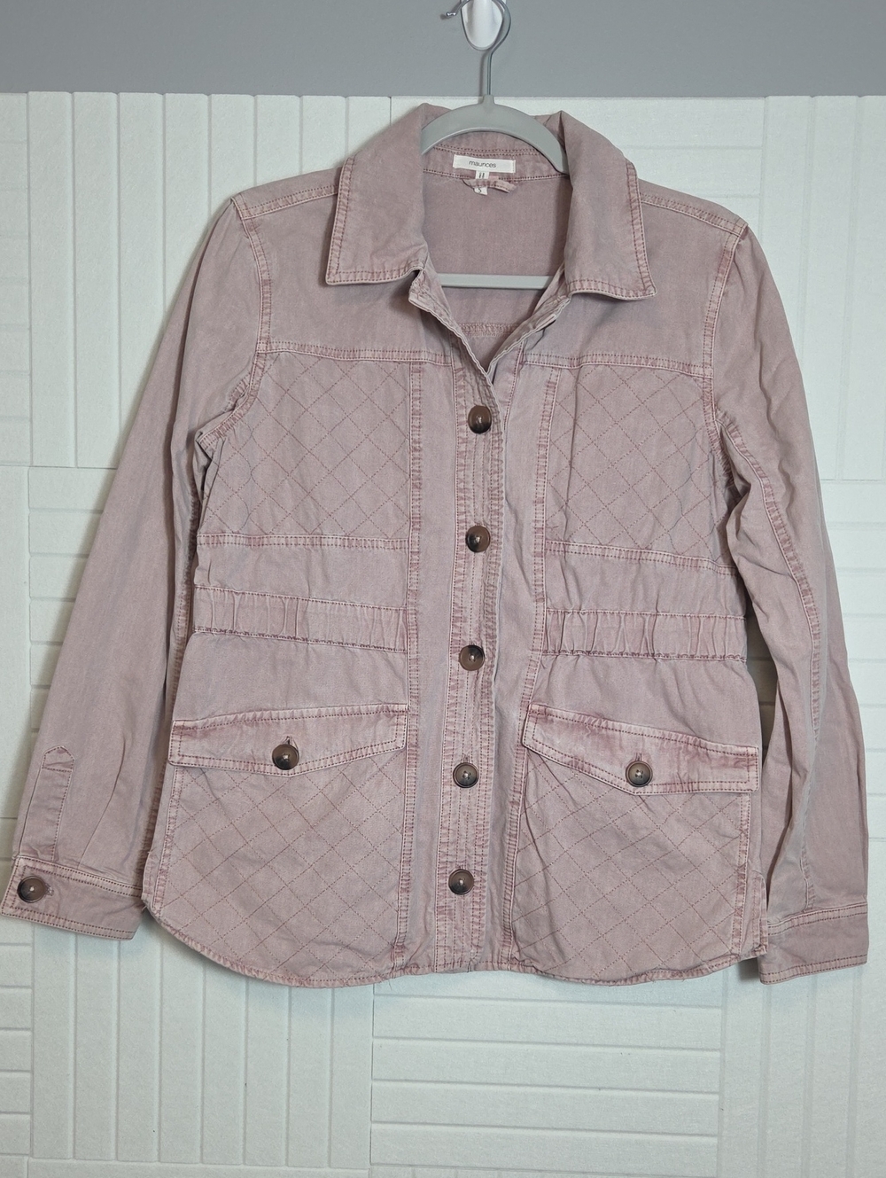 Maurices 100% Cotton Dusty Rose Collared Jacket Size S